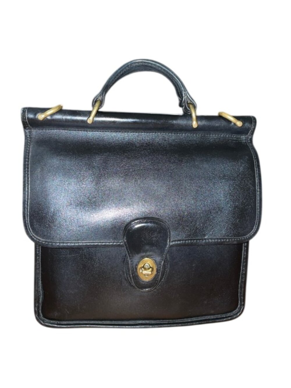 Vintage Coach Willis 9927 Black Leather Satchel Top Handle Bag Made USA 1990s
